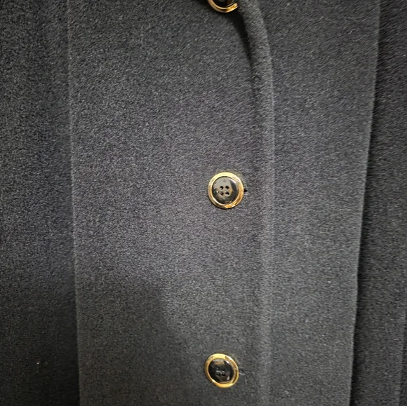 Cinzia Rocca By Rodel Black Winter Wool Coat w Fox Fur Trim Cuffs IT46/ US 16 - Picture 5 of 17